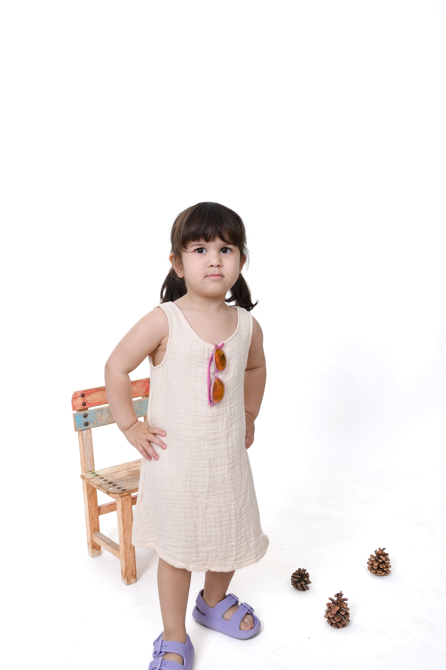 Dört Katlı Kolsuz Müslin Çocuk Elbise Enhitbaby