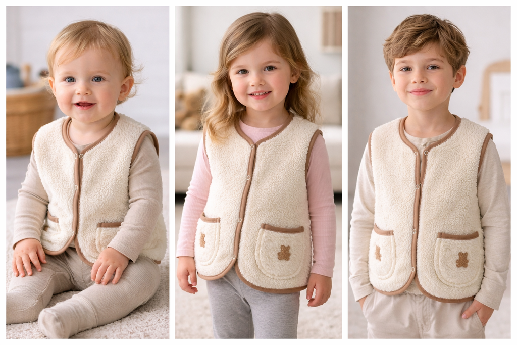 Peluş Görünümlü Yelek | %100 Pamuk