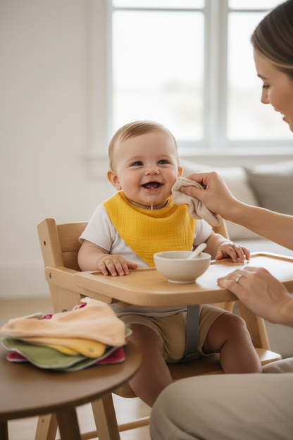 %100 Pamuk Sıvı Geçirmez Oval Fular Önlük 5'li Set
