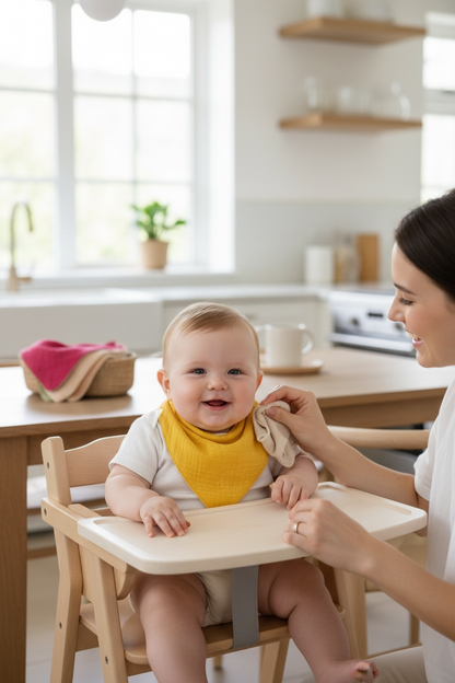 %100 Pamuk Sıvı Geçirmez Oval Fular Önlük 5'li Set