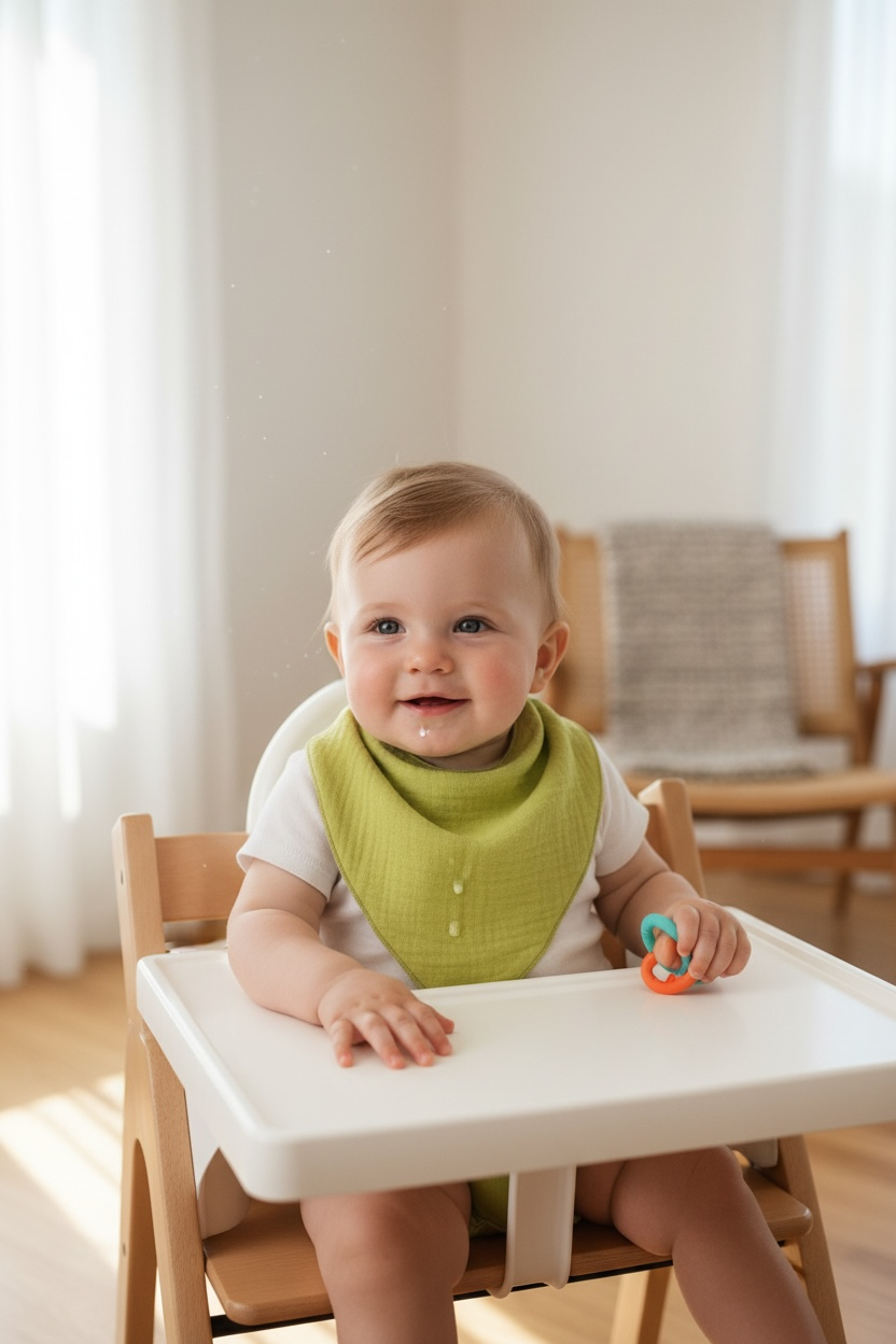 %100 Pamuk Sıvı Geçirmez Oval Fular Önlük 5'li Set