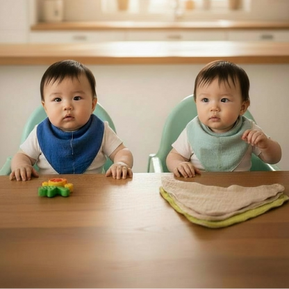 %100 Pamuk Sıvı Geçirmez Oval Fular Önlük 5'li Set