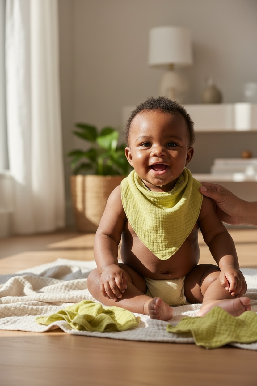 %100 Pamuk Sıvı Geçirmez Oval Fular Önlük 5'li Set