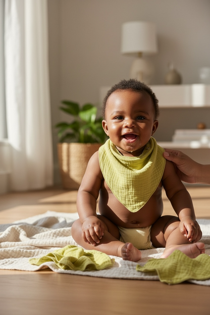 %100 Pamuk Sıvı Geçirmez Oval Fular Önlük 5'li Set