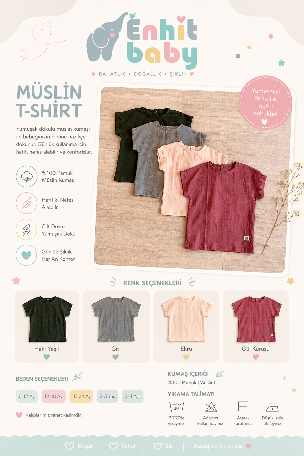 Çocuk Müslin T-shirt