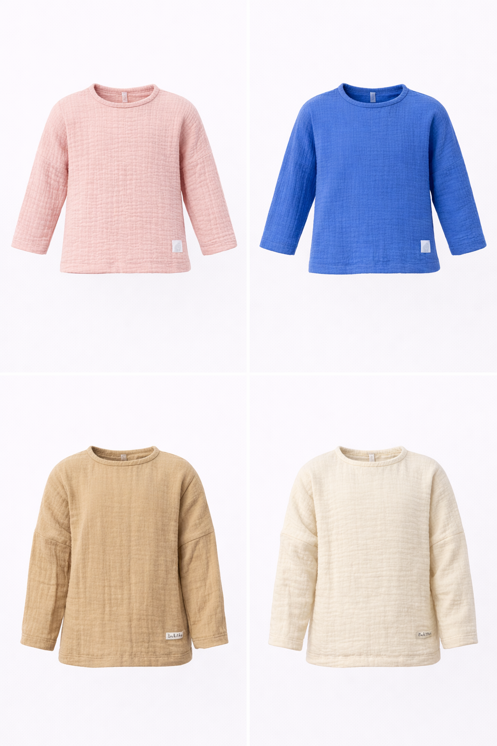 Çift Kat Müslin Uzun Kollu Bluz | %100 Pamuk