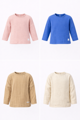 Çift Kat Müslin Uzun Kollu Bluz | %100 Pamuk