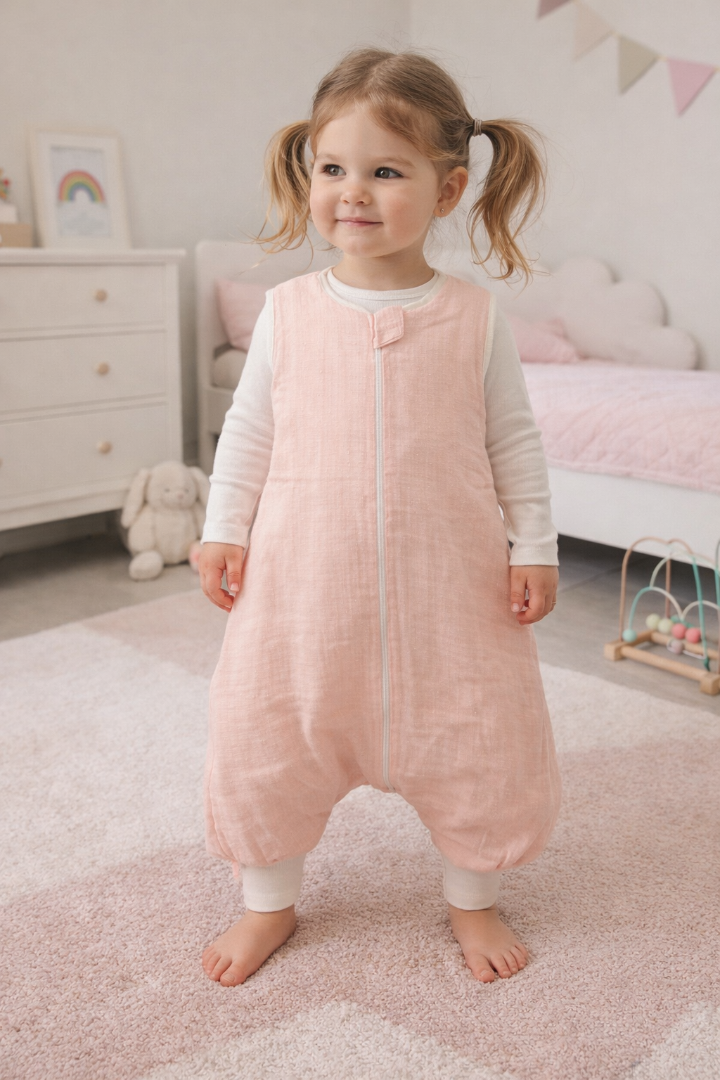 Penye Astarlı Müslin Uyku Tulumu | 1 TOG - 4 Kat Müslin - %100 Pamuk