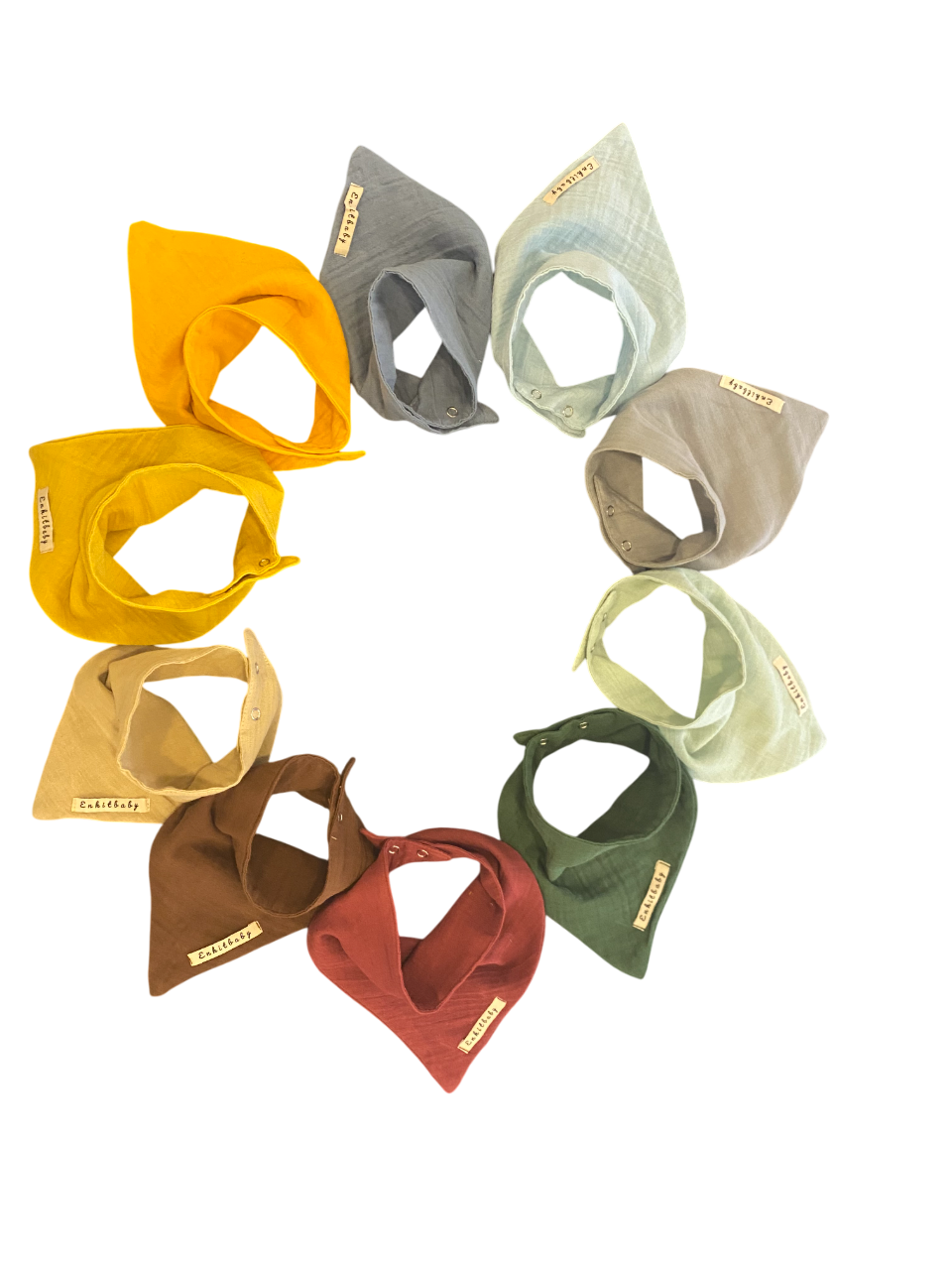 10'lu Set Yumuşak Fular Önlük | 4 Katlı - %100 Pamuk | Çıtçıtlı