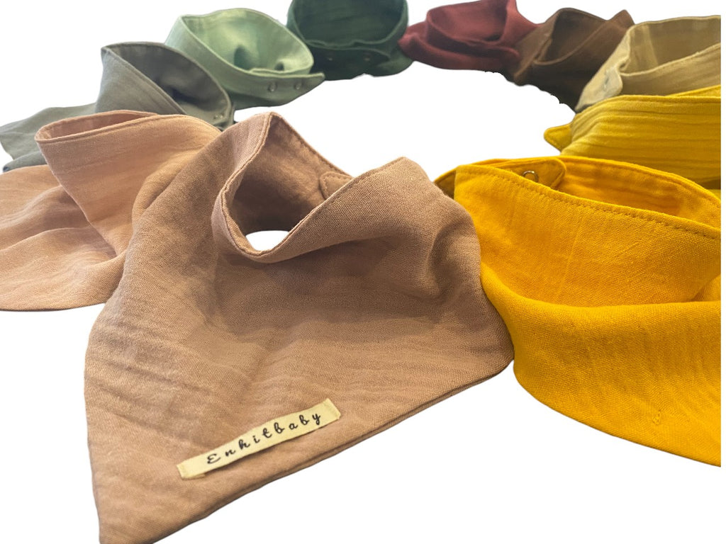 10'lu Set Yumuşak Fular Önlük | 4 Katlı - %100 Pamuk | Çıtçıtlı