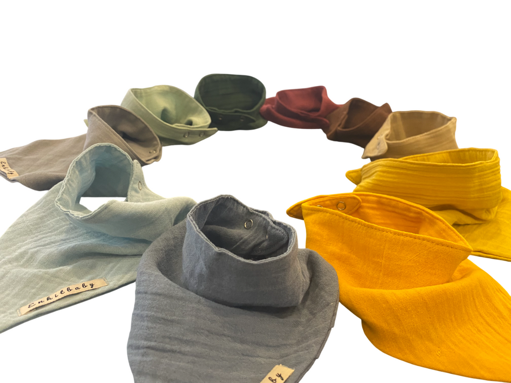 10'lu Set Yumuşak Fular Önlük | 4 Katlı - %100 Pamuk | Çıtçıtlı