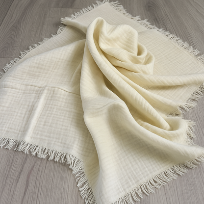 4 Katlı Müslin Örtü - Ekru