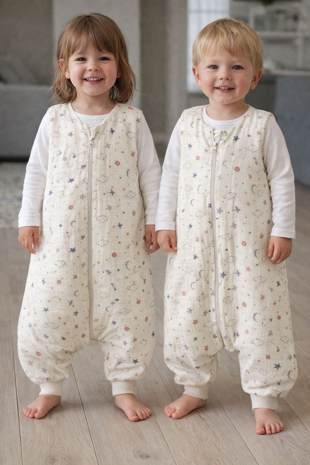 Penye Astarlı Müslin Uyku Tulumu | 1 TOG - 4 Kat Müslin - %100 Pamuk