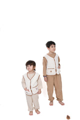 Cebinde Kalp/Ayıcık Detaylı Organik Pamuk Yelek