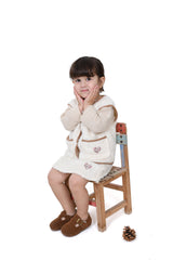 Kalp Detaylı Organik Yelek ve Etek Takımı