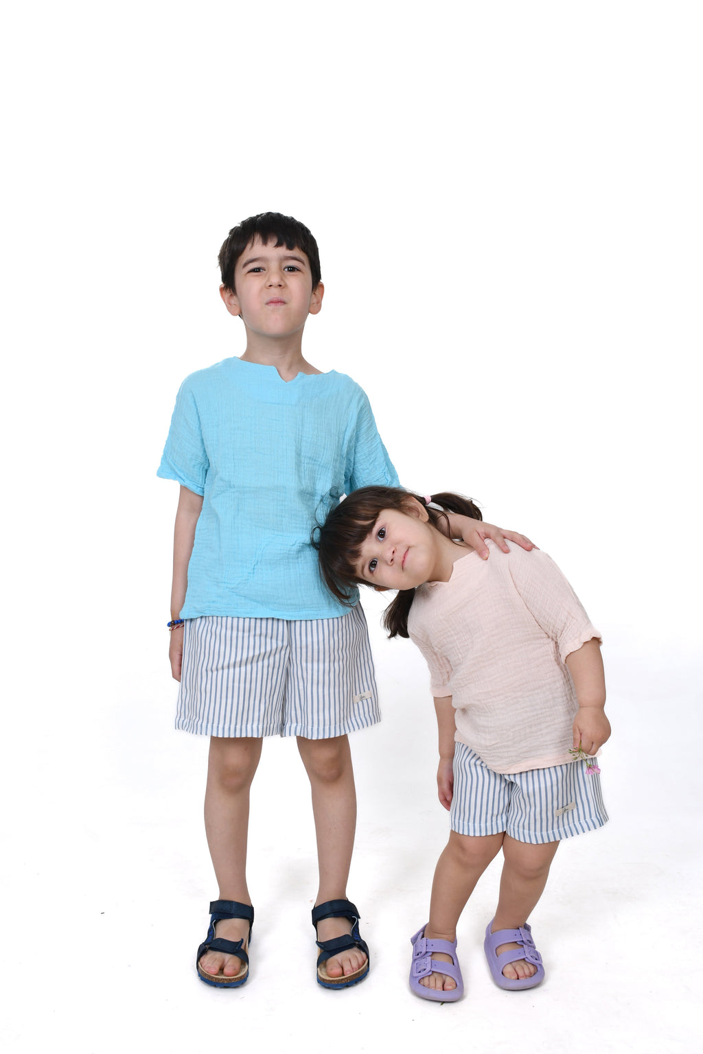 Çift Kat Müslin Çizgili Şort Enhitbaby