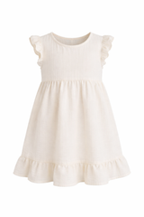 Pure Cotton Breeze – Ekru Müslin Kız Çocuk Elbise