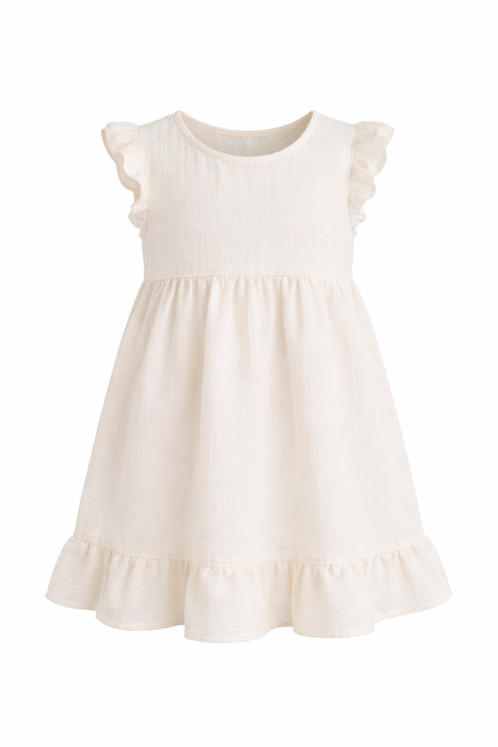 Pure Cotton Breeze – Ekru Müslin Kız Çocuk Elbise