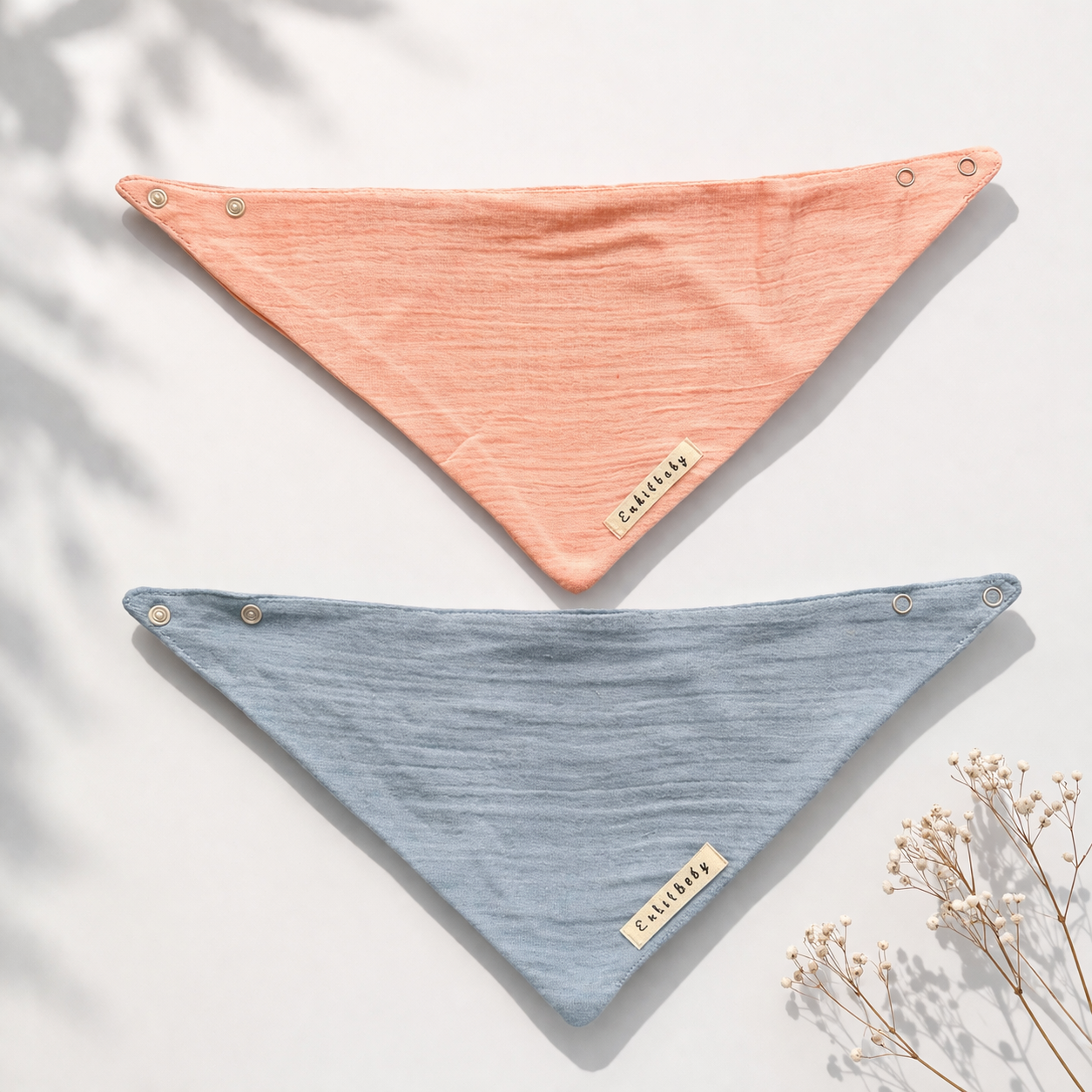 10'lu Set Yumuşak Fular Önlük | 4 Katlı - %100 Pamuk | Çıtçıtlı