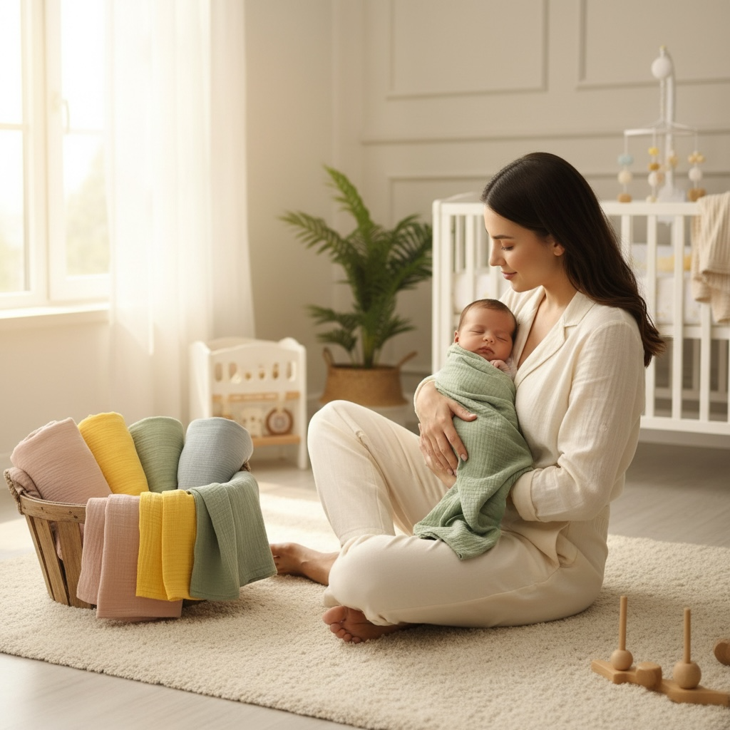 Çok Amaçlı %100 Pamuk Müslin Örtü | 100x100 cm