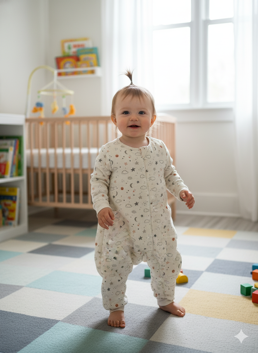 Uzun Kollu Penye Astarlı Müslin Uyku Tulumu | 1.5 TOG - 4 Kat Müslin - %100 Pamuk (OUTLET)