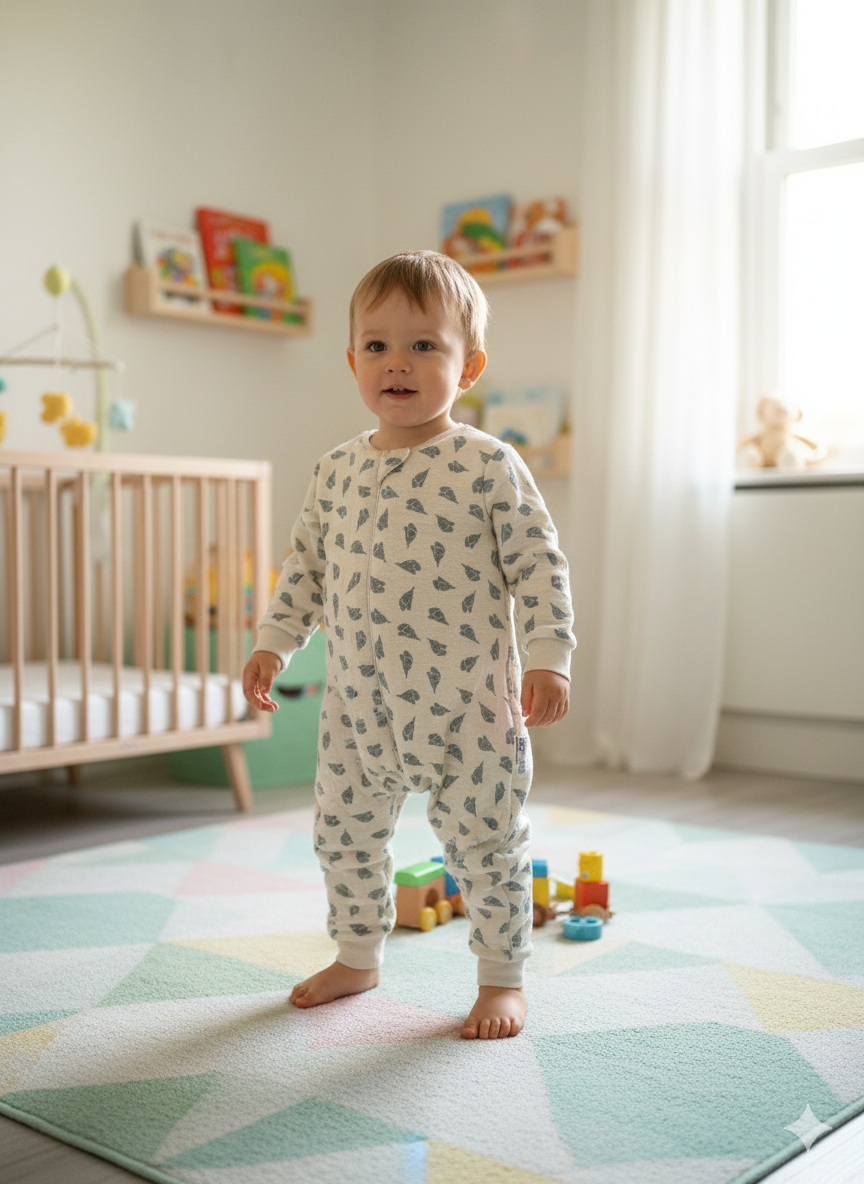 Uzun Kollu Penye Astarlı Müslin Uyku Tulumu | 1.5 TOG - 4 Kat Müslin - %100 Pamuk (OUTLET)