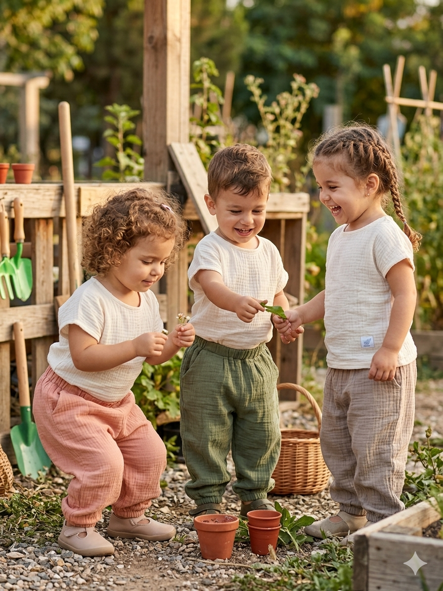 Boho-Kids Cep Detaylı Müslin Pantolon