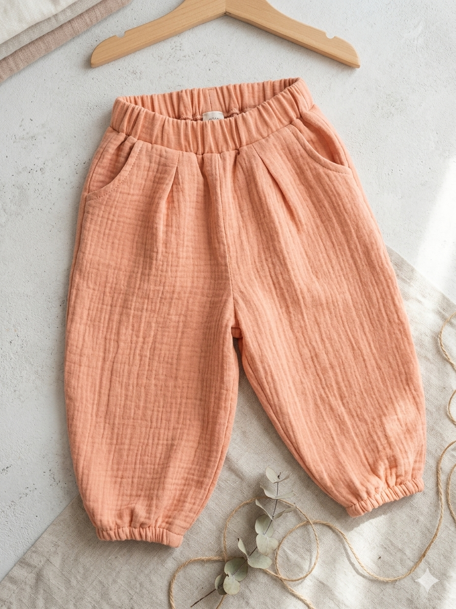 Boho-Kids Cep Detaylı Müslin Pantolon