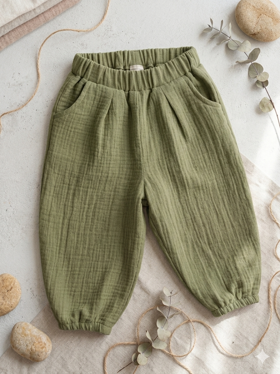 Boho-Kids Cep Detaylı Müslin Pantolon