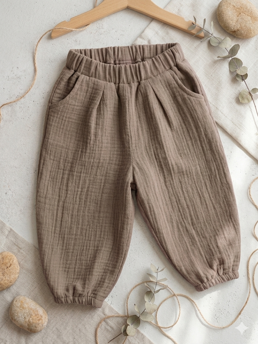Boho-Kids Cep Detaylı Müslin Pantolon