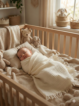 4 Katlı Müslin Örtü - Ekru