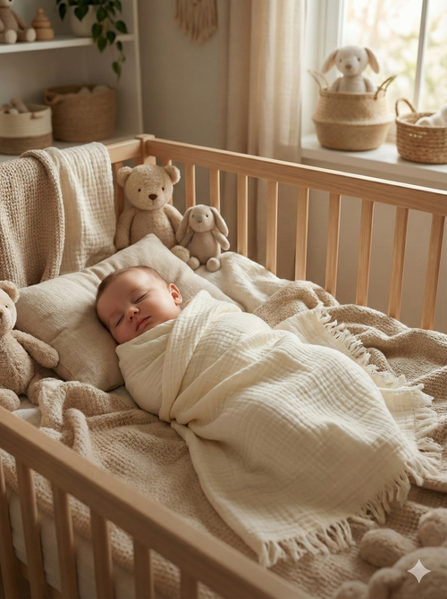 4 Katlı Müslin Örtü - Ekru