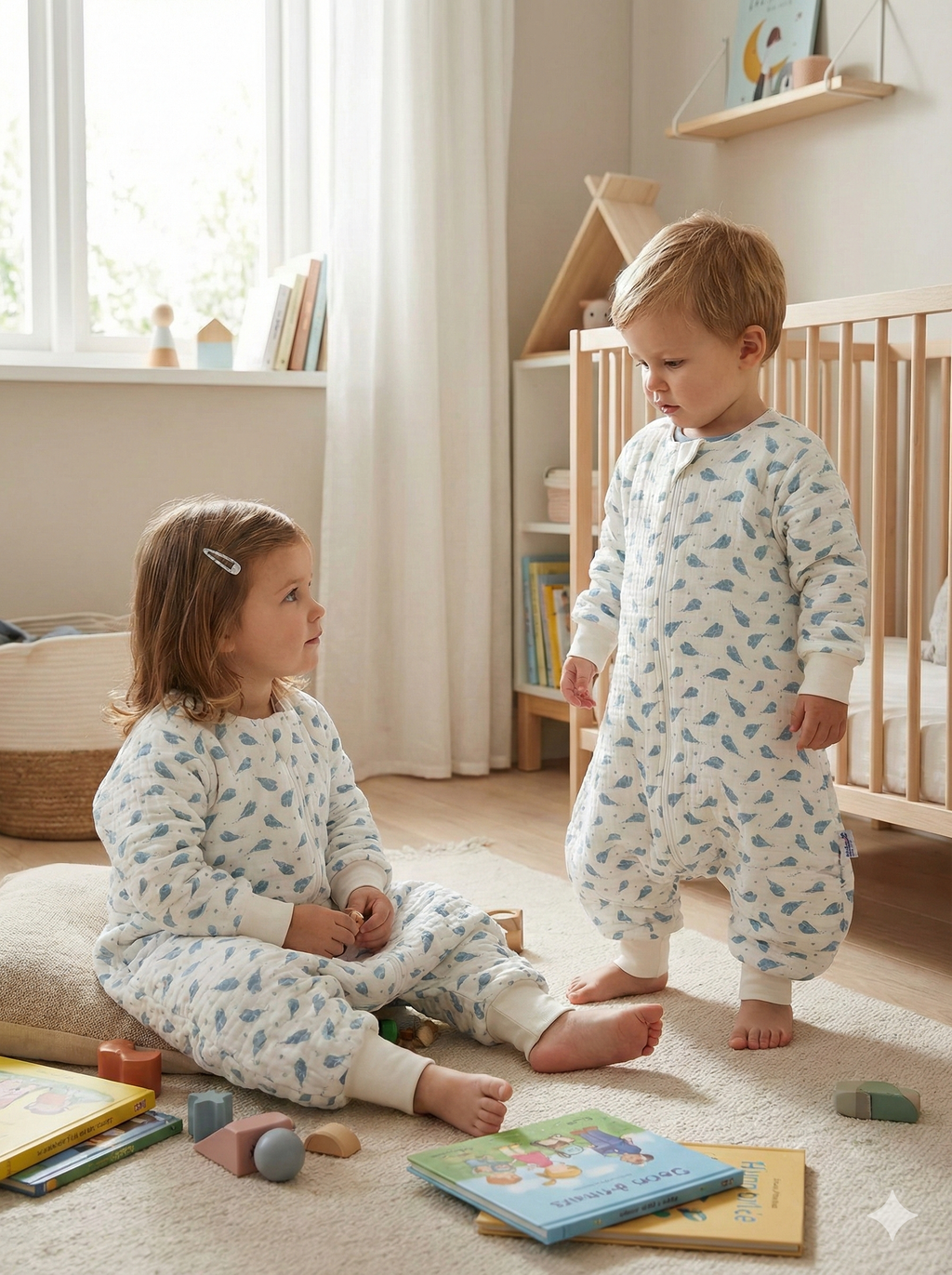 Uzun Kollu Penye Astarlı Müslin Uyku Tulumu | 1.5 TOG - 4 Kat Müslin - %100 Pamuk