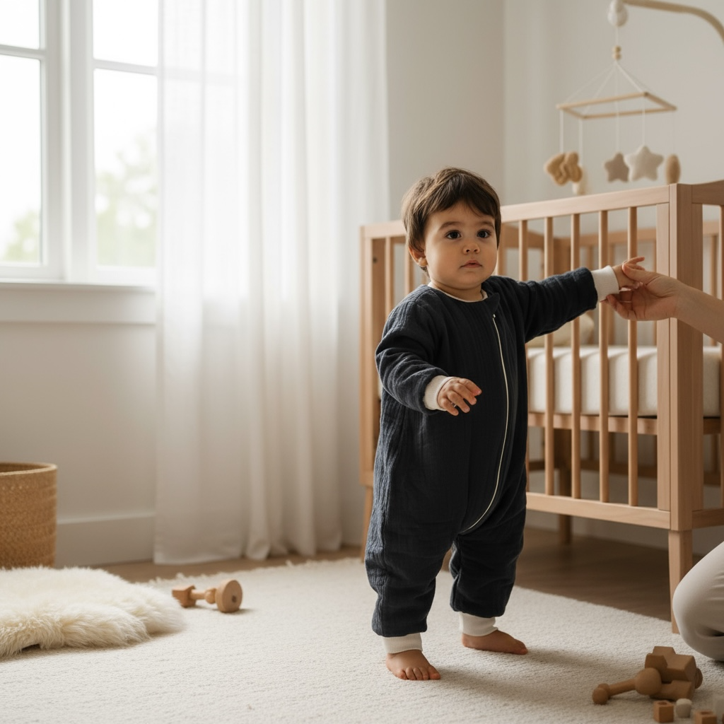 Uzun Kollu Penye Astarlı 4 Kat Müslin Uyku Tulumu (1.5 TOG)