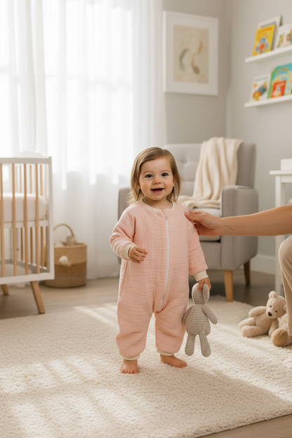 Uzun Kollu Penye Astarlı 4 Kat Müslin Uyku Tulumu (1.5 TOG)