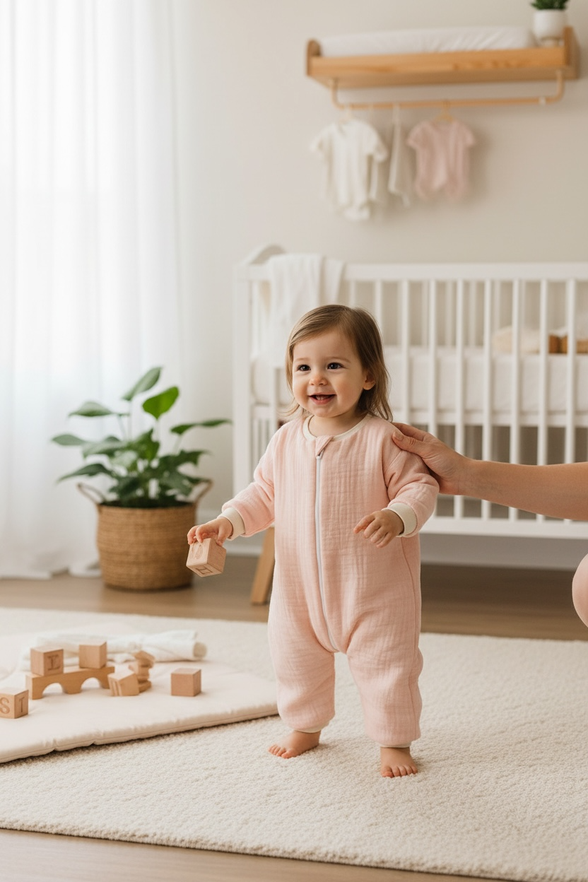 Uzun Kollu Penye Astarlı 4 Kat Müslin Uyku Tulumu (1.5 TOG)