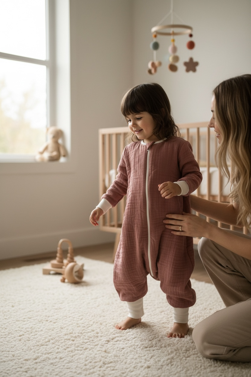 Uzun Kollu Penye Astarlı Müslin Uyku Tulumu | 1.5 TOG - 4 Kat Müslin - %100 Pamuk