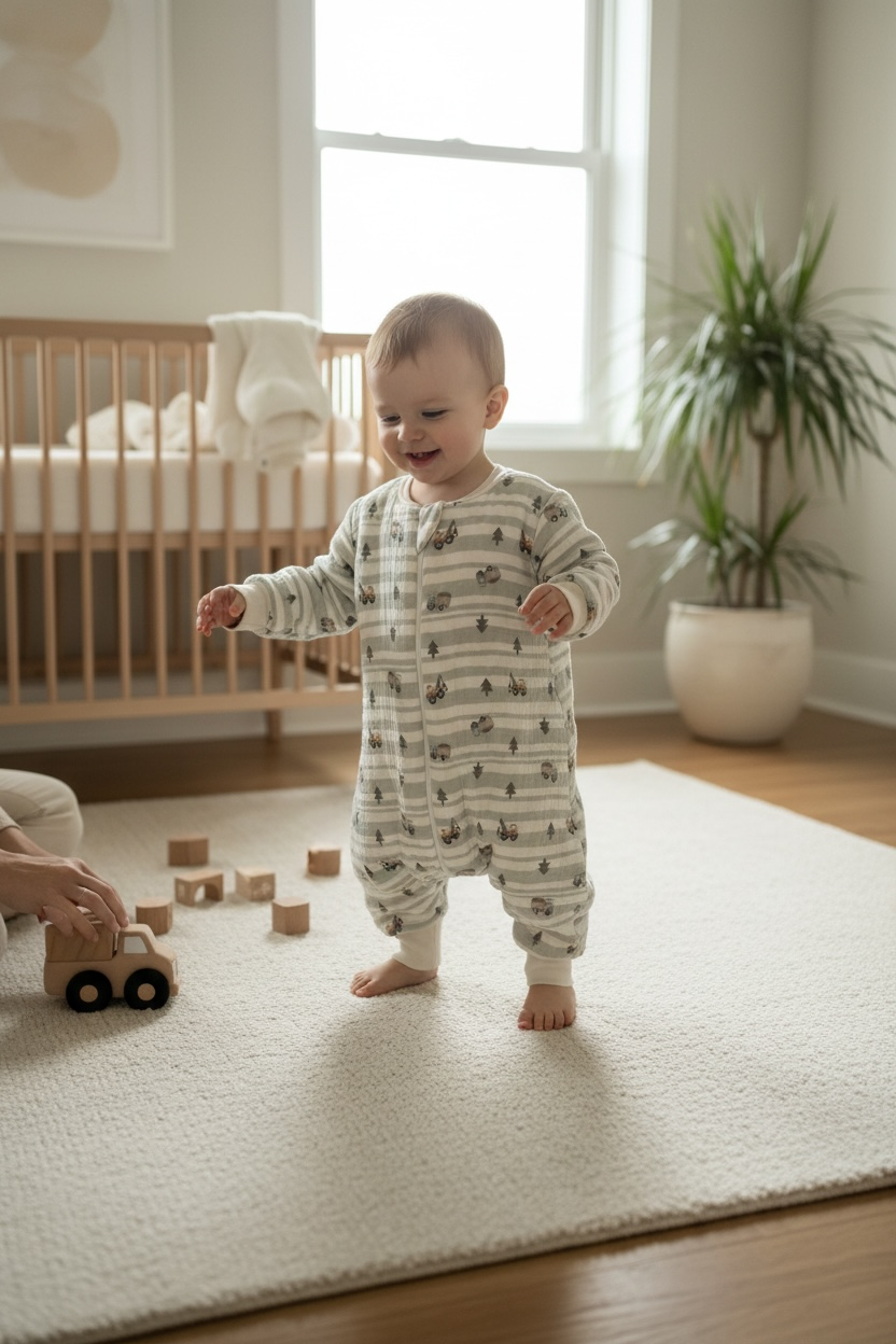Uzun Kollu Penye Astarlı 4 Kat Müslin Uyku Tulumu (1.5 TOG)
