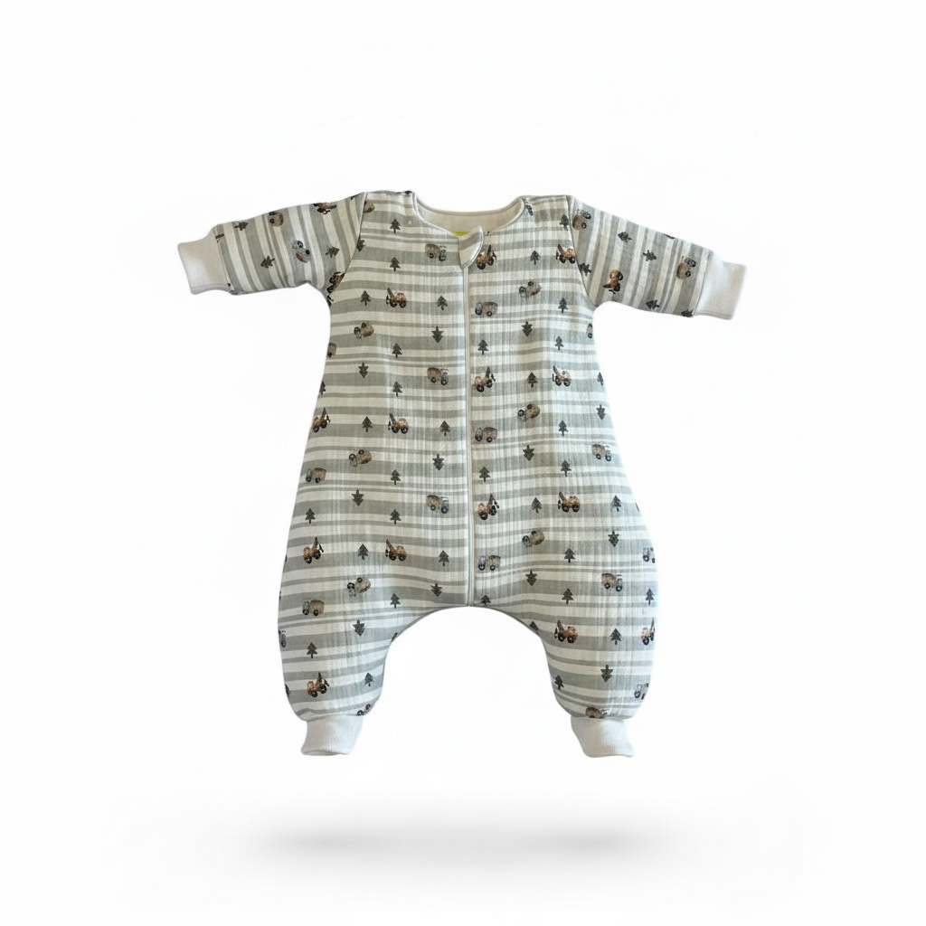 Uzun Kollu Penye Astarlı Müslin Uyku Tulumu | 1.5 TOG - 4 Kat Müslin - %100 Pamuk