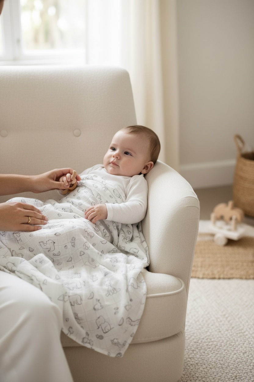 Bambu Müslin Örtü | XXL Boy | 120x120 cm | 4 Mevsim - Terletmez