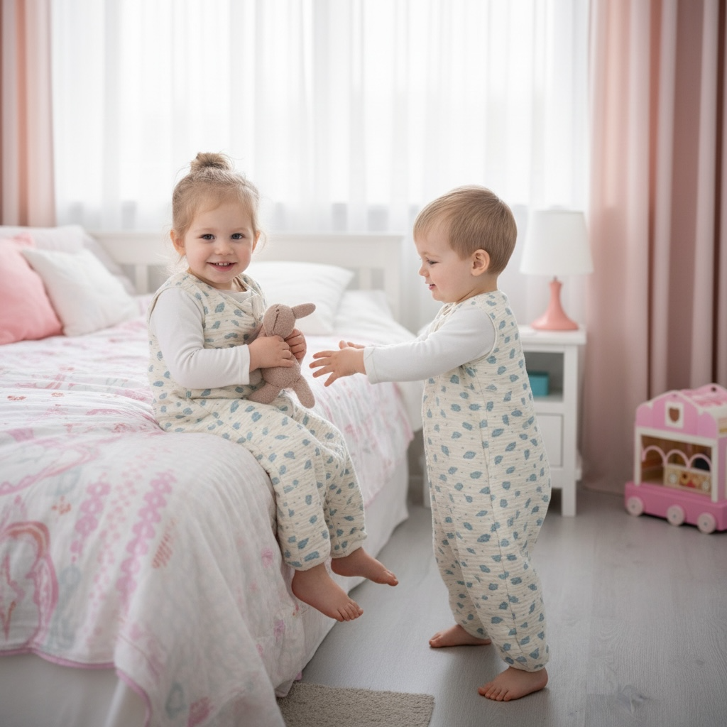 Penye Astarlı Müslin Uyku Tulumu | 1 TOG - 4 Kat Müslin - %100 Pamuk