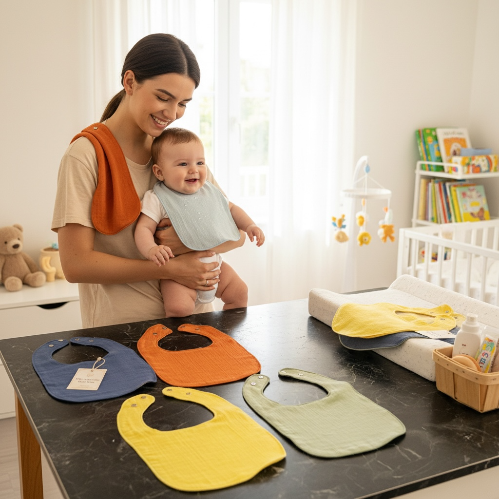 5'li Set Sıvı Geçirmez Mama & Salya Önlüğü | %100 Pamuk | Çıtçıtlı
