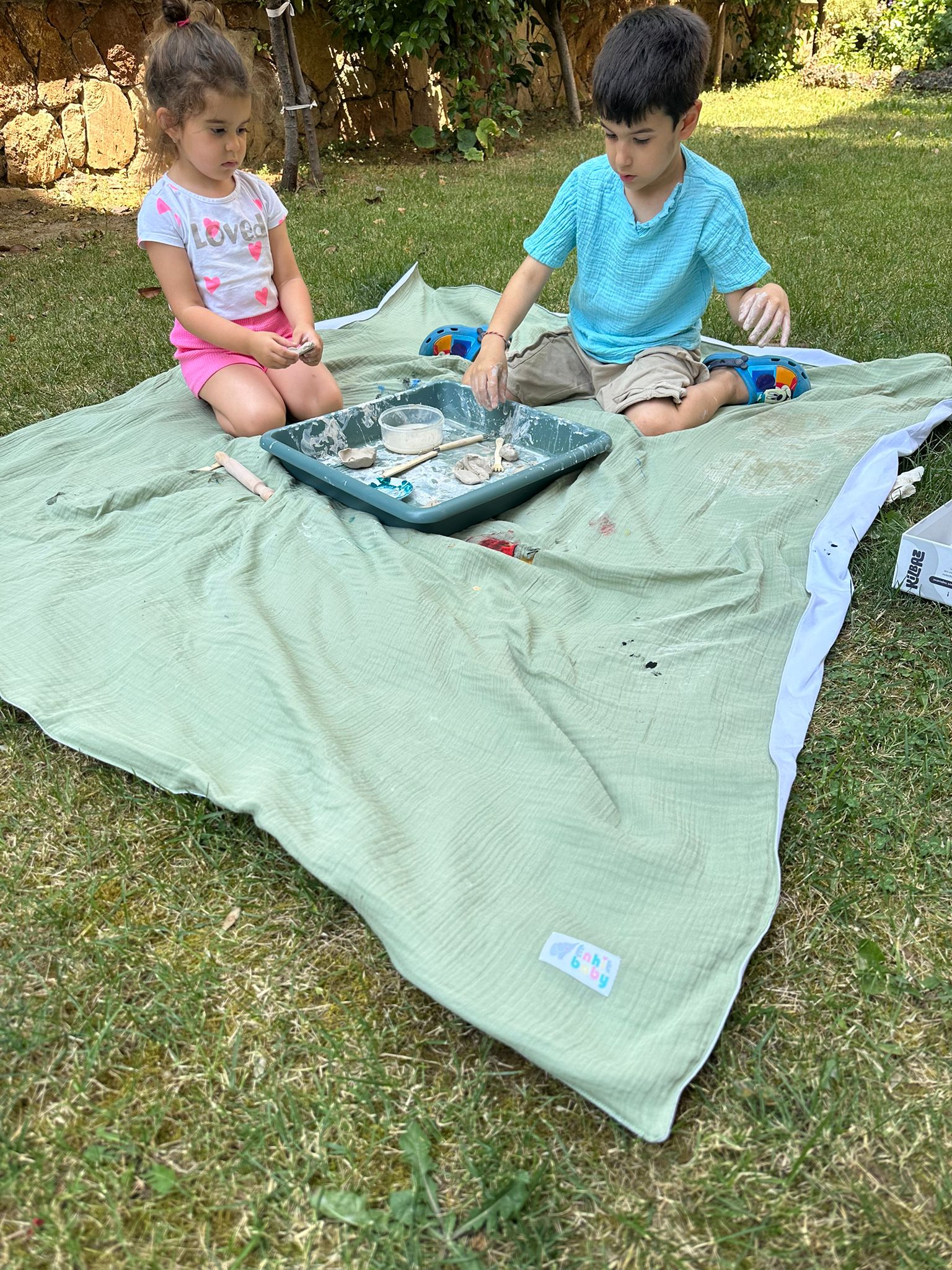 Müslin Sıvı Geçirmez Aktivite Örtüsü | 1.75 cm x 1.55 cm 🌈 Enhitbaby