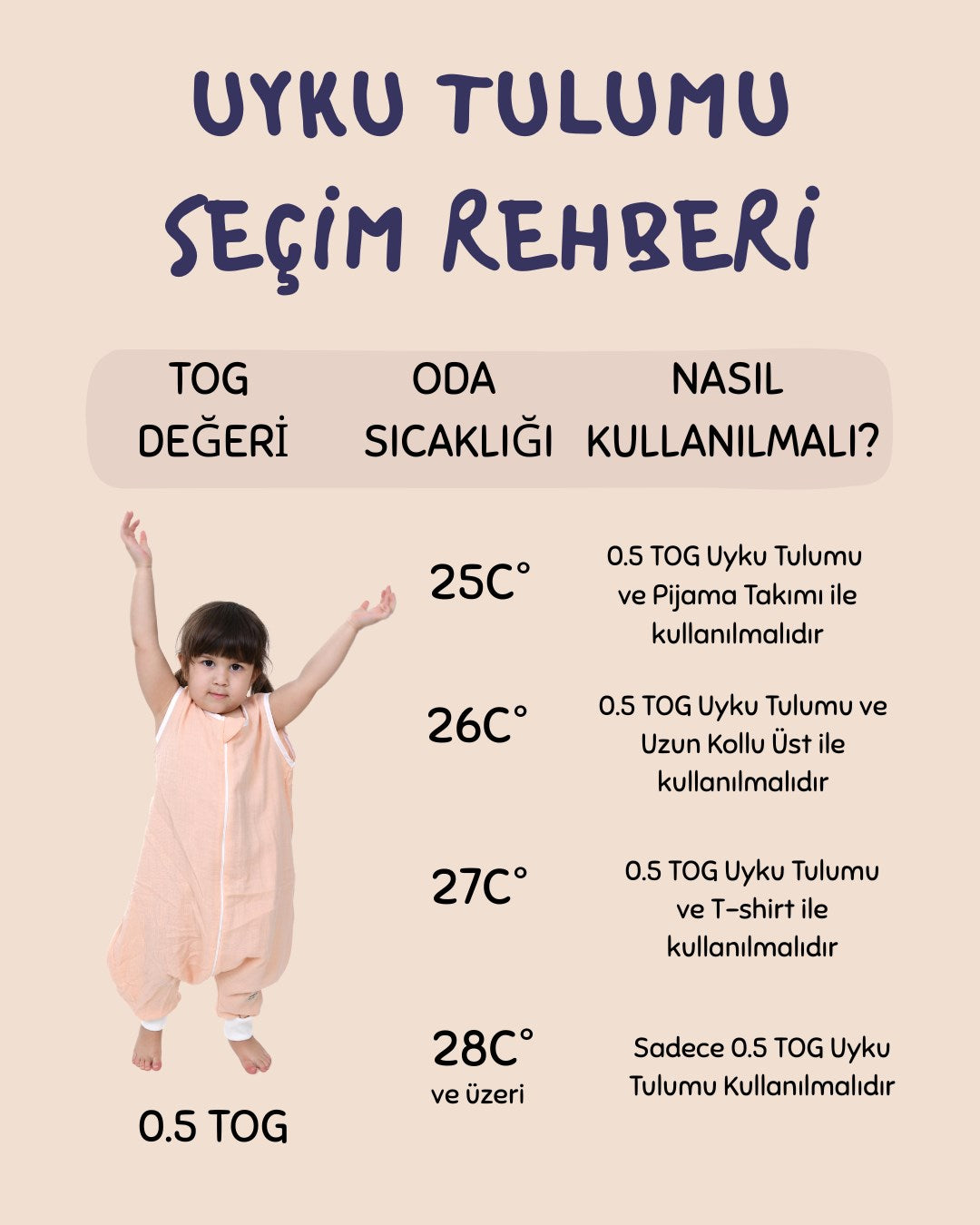 Çift Kat Müslin Uyku Tulumu | 0.5 TOG | %100 Pamuk