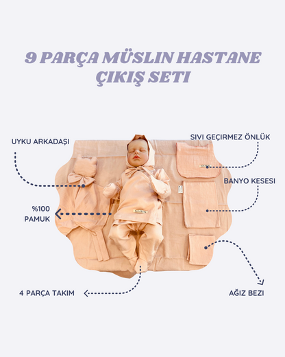 Çift Kat Müslin Yenidoğan Seti (9 Parça)